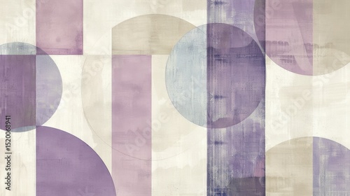 Subtle Geometric Patterns with Overlapping Circles and Squares in Lavender and Mint