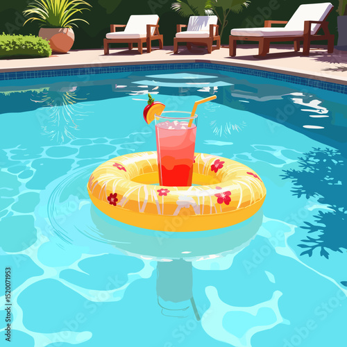 Floating drink holder in pool