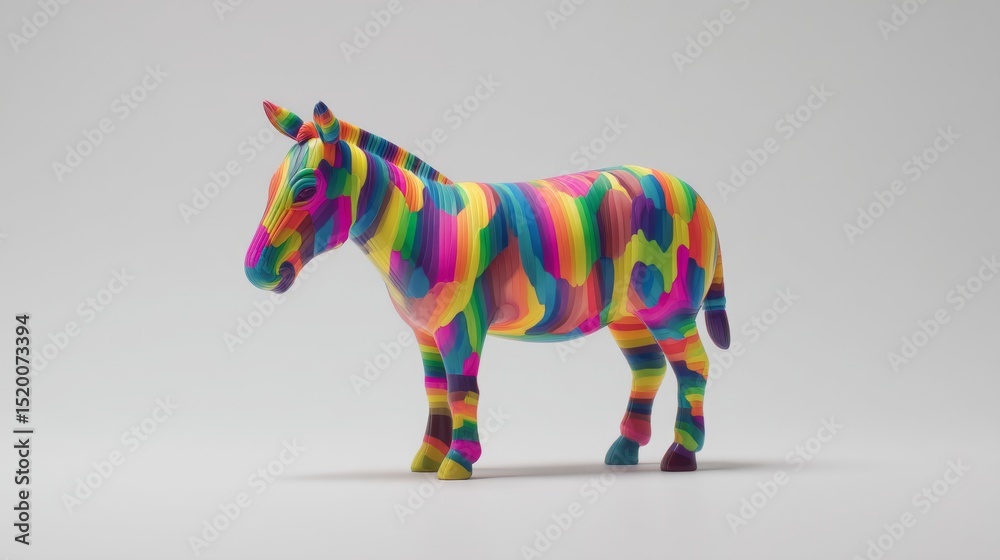 Fototapeta premium A colorful zebra figurine showcasing vibrant patterns and artistic design.