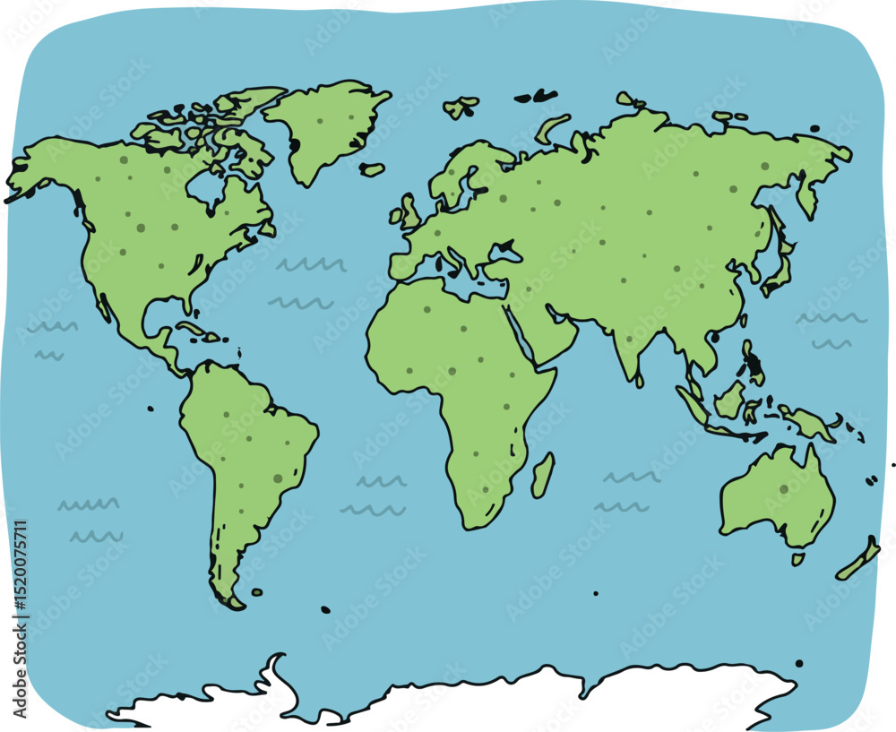 Obraz premium World Map Vector Illustration for Back-to-School Education Graphics