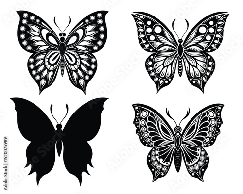set of vector butterflies