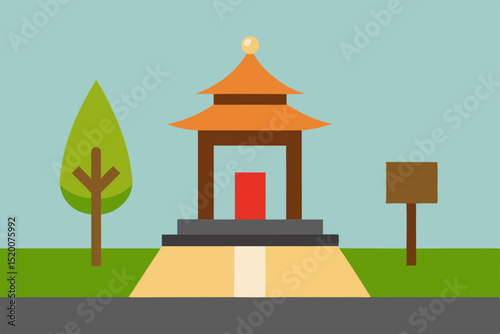 vector illustration of a lantern in the park