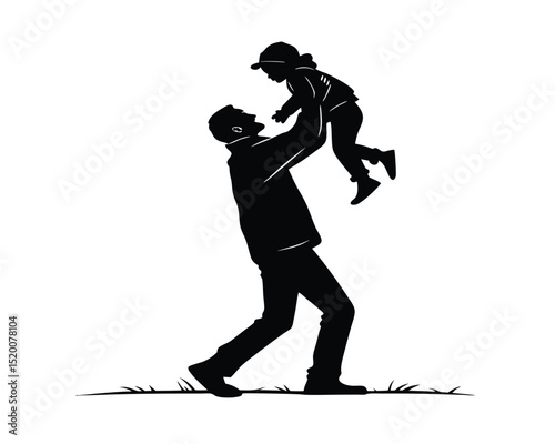 Silhouette of a Father Joyfully Tossing His Child in the Air