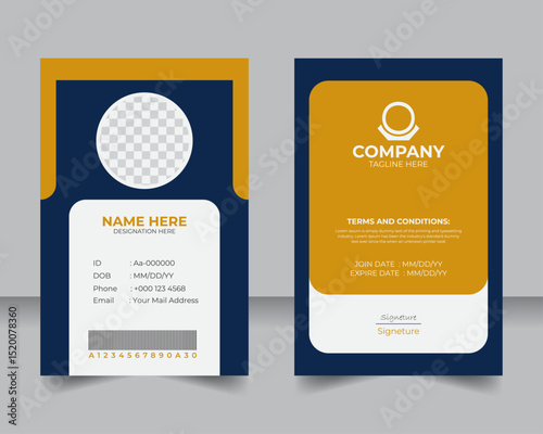 Corporate ID Card Template, Modern and Professional Design, Employee Identity Card Layout, Sleek and Modern Design
