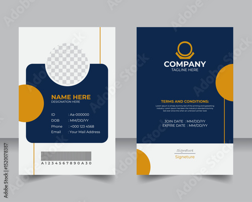 Professional ID Badge Design Template for Companies, Modern Staff ID Card Template, Clean and Corporate Look
