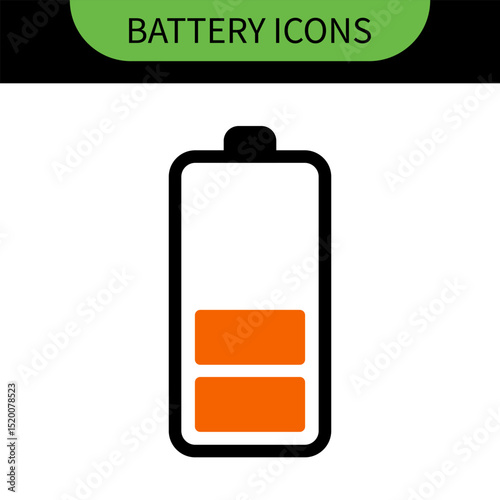 A battery icon with charge levels from full (green) to low (red), with a charging symbol on the first, representing power, energy storage, and readiness for use in electronic devices