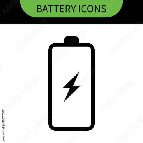 A battery icon with charge levels from full (green) to low (red), with a charging symbol on the first, representing power, energy storage, and readiness for use in electronic devices