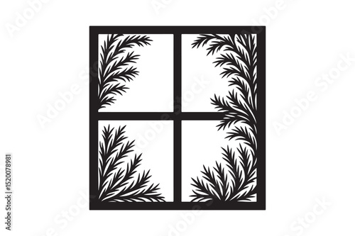 Frosted window silhouette vector art illustration on white background