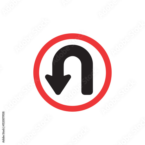 U Turn Traffic Sign Icon Vector – Road Safety Symbol