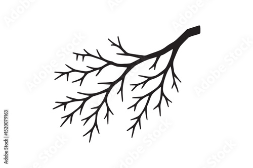 Frozen tree branch silhouette vector art illustration on white background