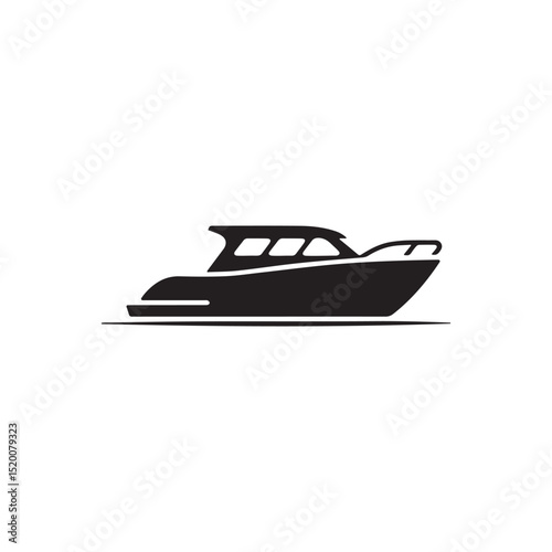 Luxury Yacht Silhouette Vector on White Background