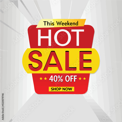 Hot Sale background template with burning tag. Discount label special offer shopping banner