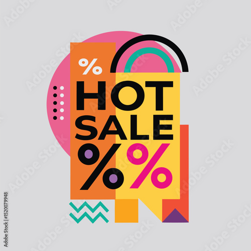 Hot Sale background template with burning tag. Discount label special offer shopping banner