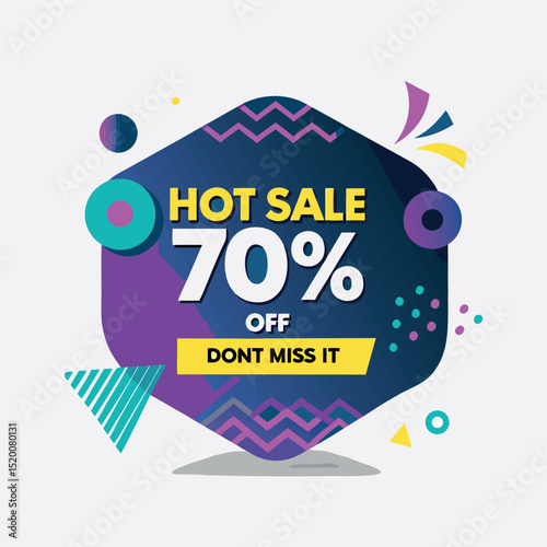 Hot Sale background template with burning tag. Discount label special offer shopping banner