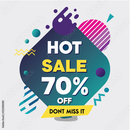 Hot Sale background template with burning tag. Discount label special offer shopping banner