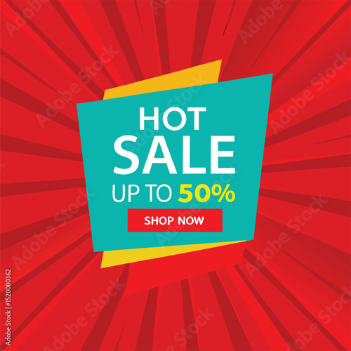 Hot Sale background template with burning tag. Discount label special offer shopping banner
