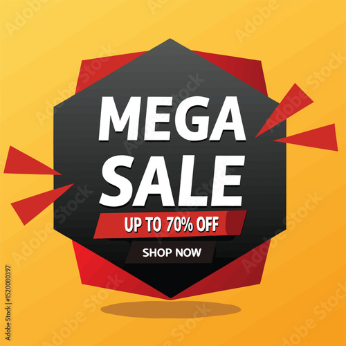 Hot Sale background template with burning tag. Discount label special offer shopping banner