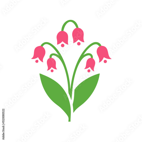 Stylized lily of the valley icon with vibrant colors symbolizing beauty and purity