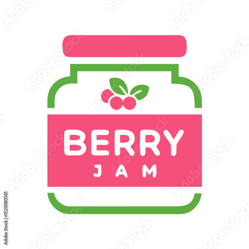 Stylized berry jam jar icon with vibrant colors representing sweetness  