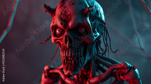 demon with blood in the background