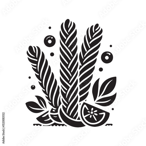 Black Churros Silhouette Vector, High Quality Illustration on White Background