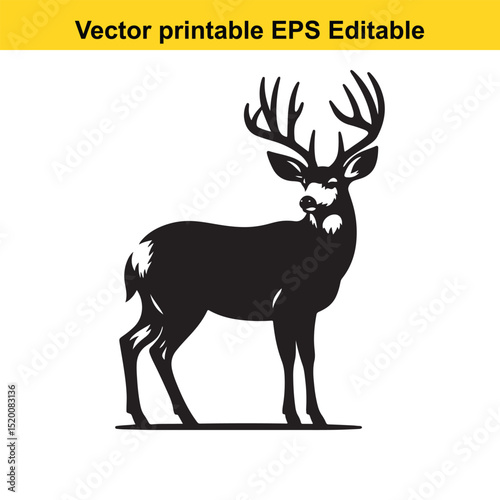 Majestic Mule Deer Buck Silhouette: A Vector Printable EPS Image