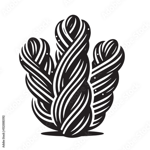 Black Churros Silhouette Vector, High Quality Illustration on White Background
