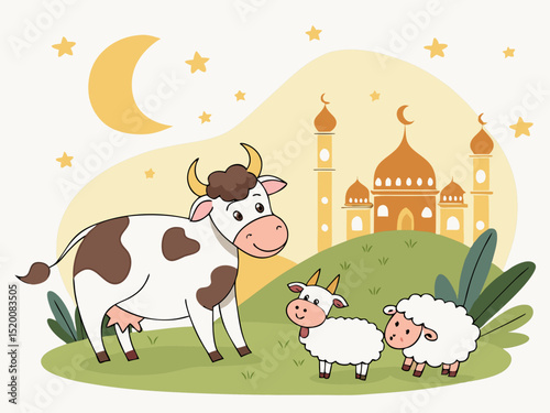 Festive Qurbani Cow Vector for Poster