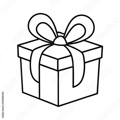 Christmas gift box line art 