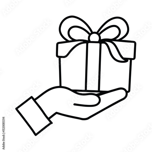 Christmas gift box line art 