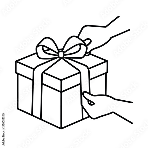 Christmas gift box line art 