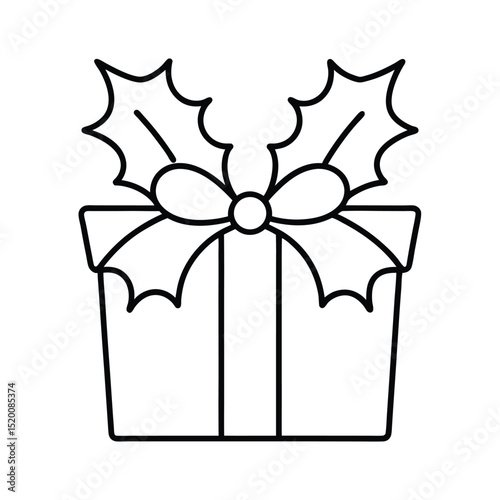 Christmas gift box line art 