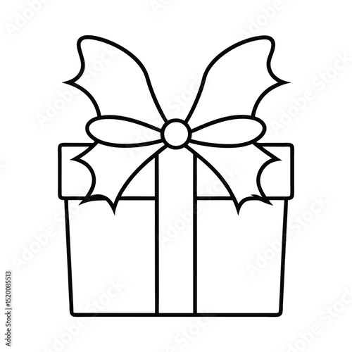 Christmas gift box line art 