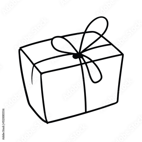 Christmas gift box line art 