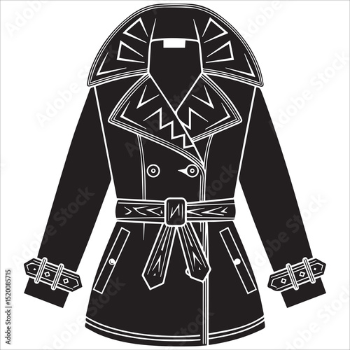 Thick Fur-Collared Coat silhouette vector