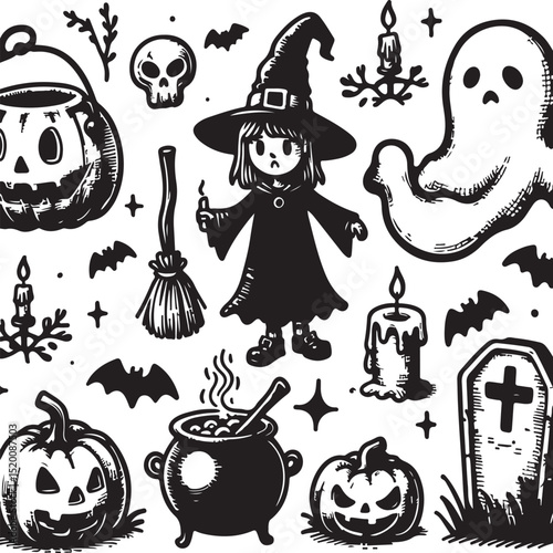 Halloween Theme Silhouettes – Scary Black Vector Set