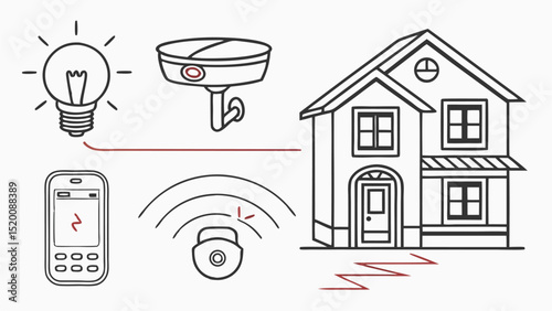 Home automation system smart house security iot technology connected devices wireless control monitoring system