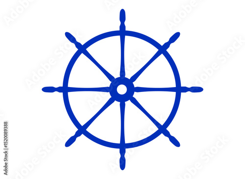 Classic Ship Steering Wheel in Black Silhouette Design with Eight Spokes.