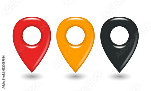 Map marker. 3d vector clipart isolated on white background.