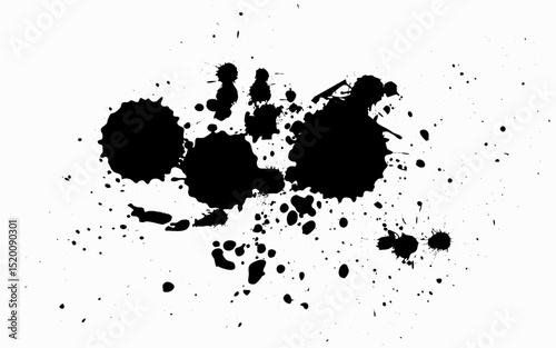Black ink drops on white background ink vector
