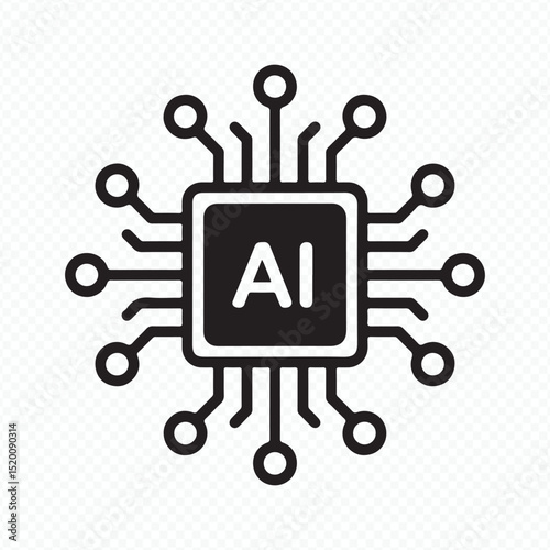 Smart Chip Vector with AI Text and Circuit Connections