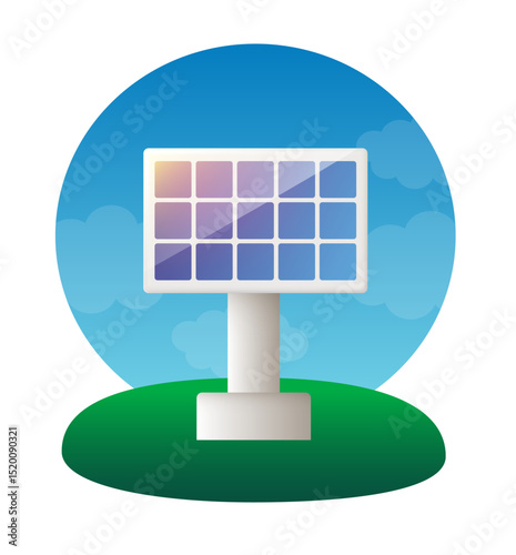 Solar panel. Vector 3d illustration isolated on white background.