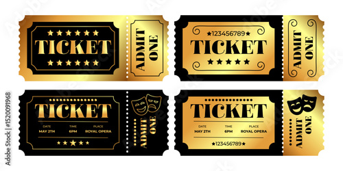 Sophisticated and Elegant Golden Ticket Design for Various Events and Exciting Promotions
