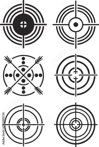 Six target icons set for aiming and accuracy