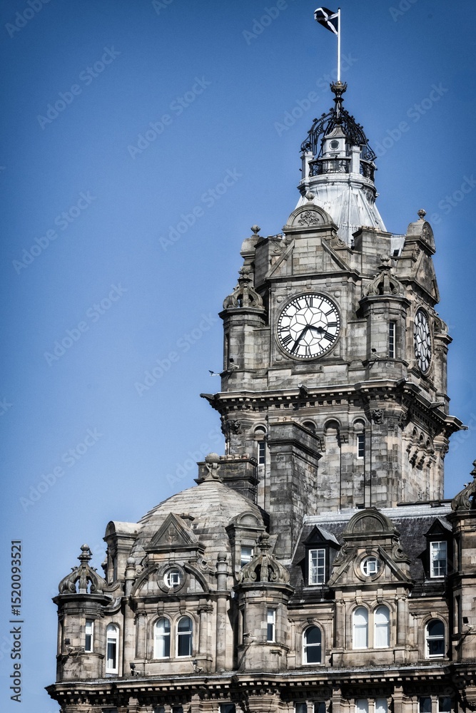Obraz premium Historic clock tower in Edinburgh.