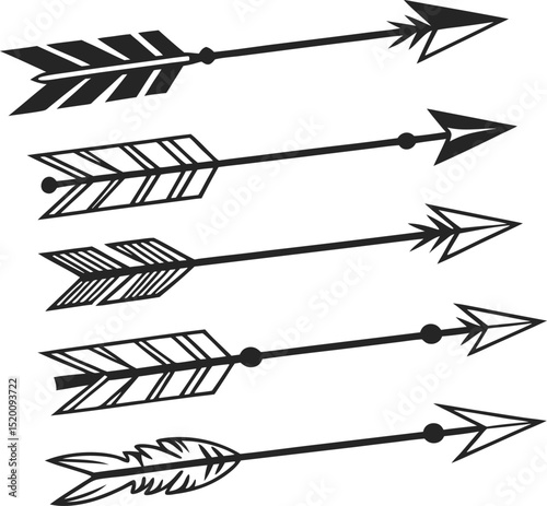 Five stylish black arrows design elements
