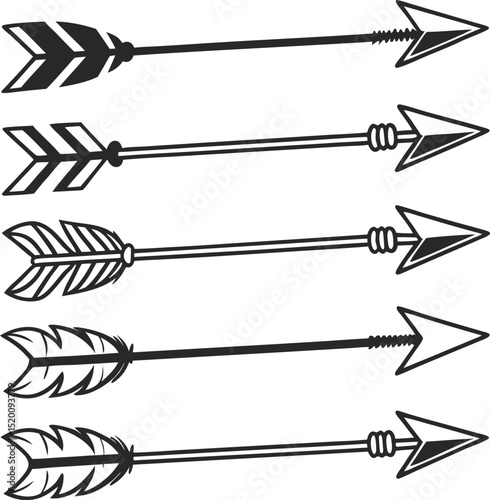 Five tribal style arrows design elements