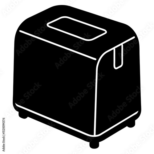 Modern black air fryer kitchen appliance silhouette vector illustration
