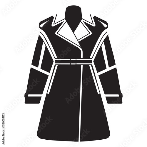 Wide-Cut Trench Coat silhouette vector