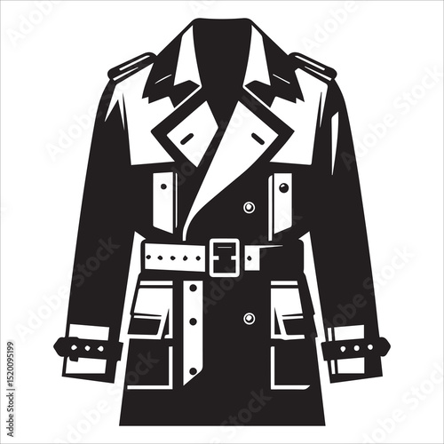 Wide-Cut Trench Coat silhouette vector